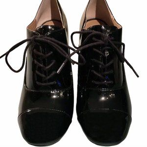 Calvin Klein | “Cailey” Patent Leather Heeled Lace Up  Ankle Booties- Size 6.5